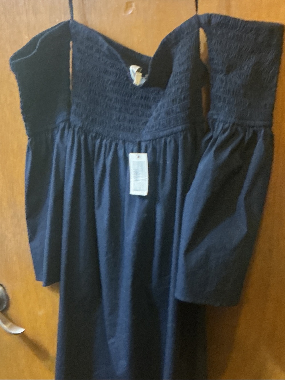 Milly of New York Strapless Off-Shoulder Navy Blue Dress